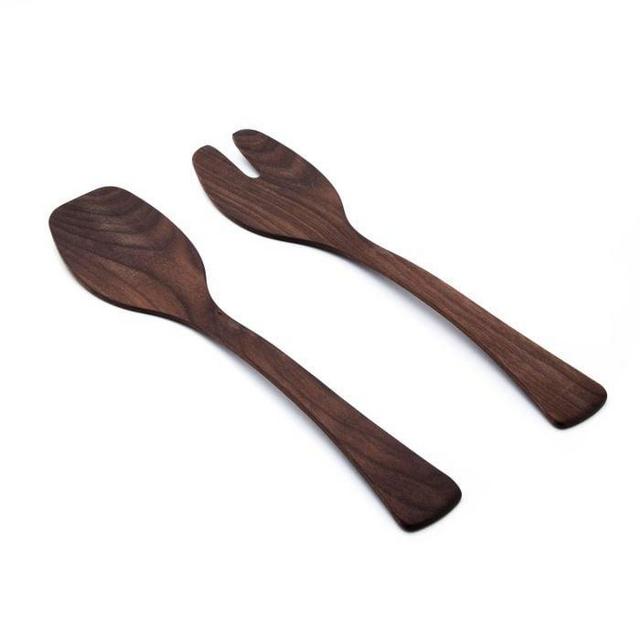 Andrew Pearce Wood Salad Servers, 15ʺ — Black Walnut