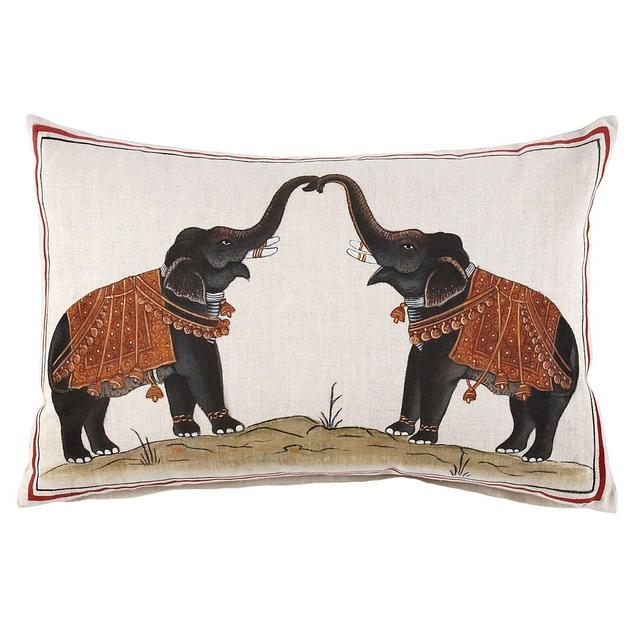 JR by John Robshaw Two Elephants Decorative Pillow, 12" x 18"
