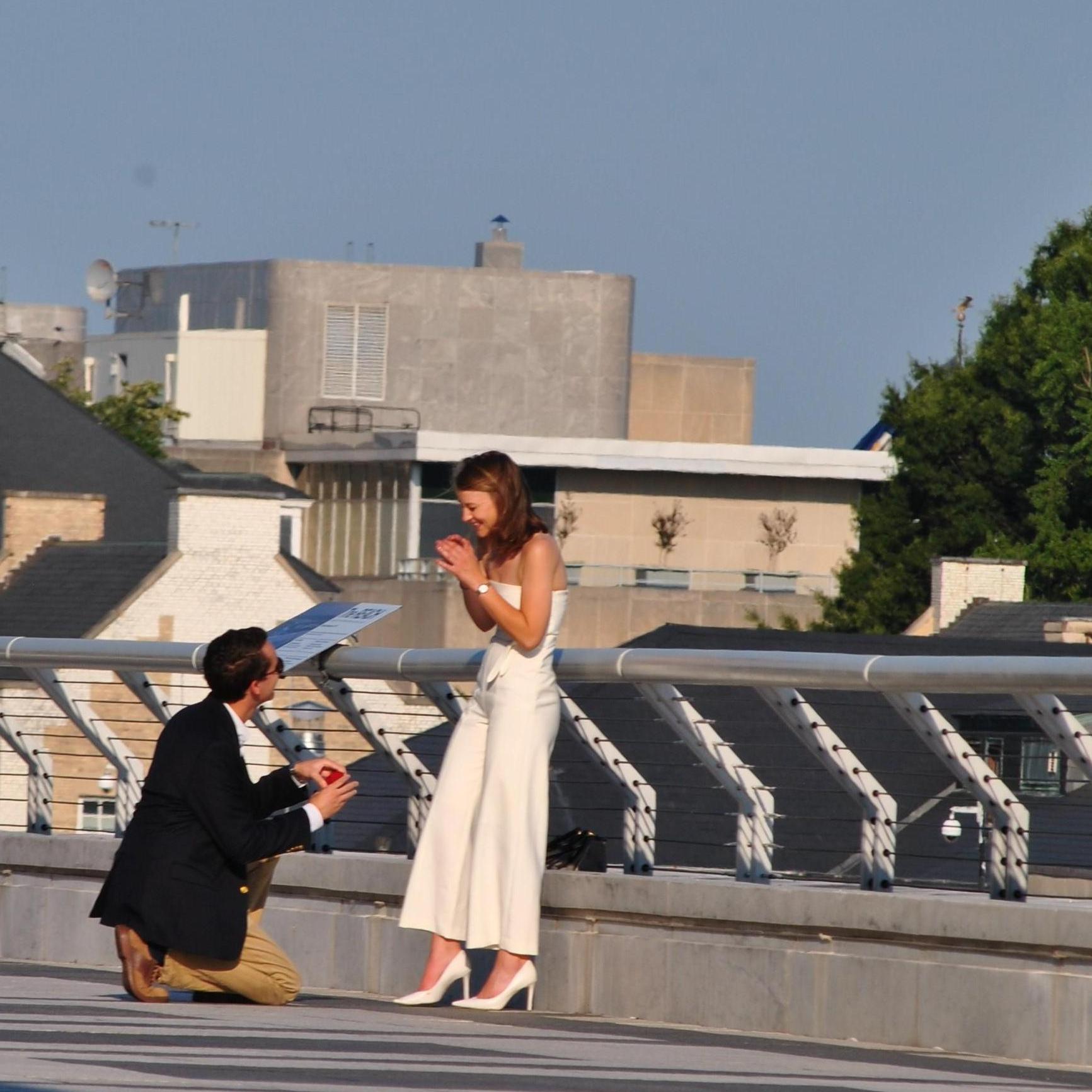 Sam proposed on the roof of the Kennedy Center before we went to see "Hamilton".