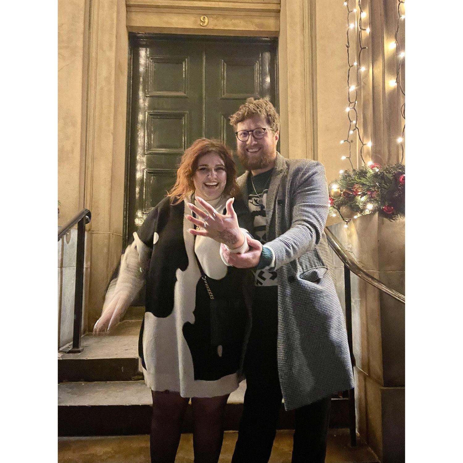 We got a passing mam and daughter to take this, Madeline did not realise how drunk they were and accidentally invited them to our celebration drinks. See below for more