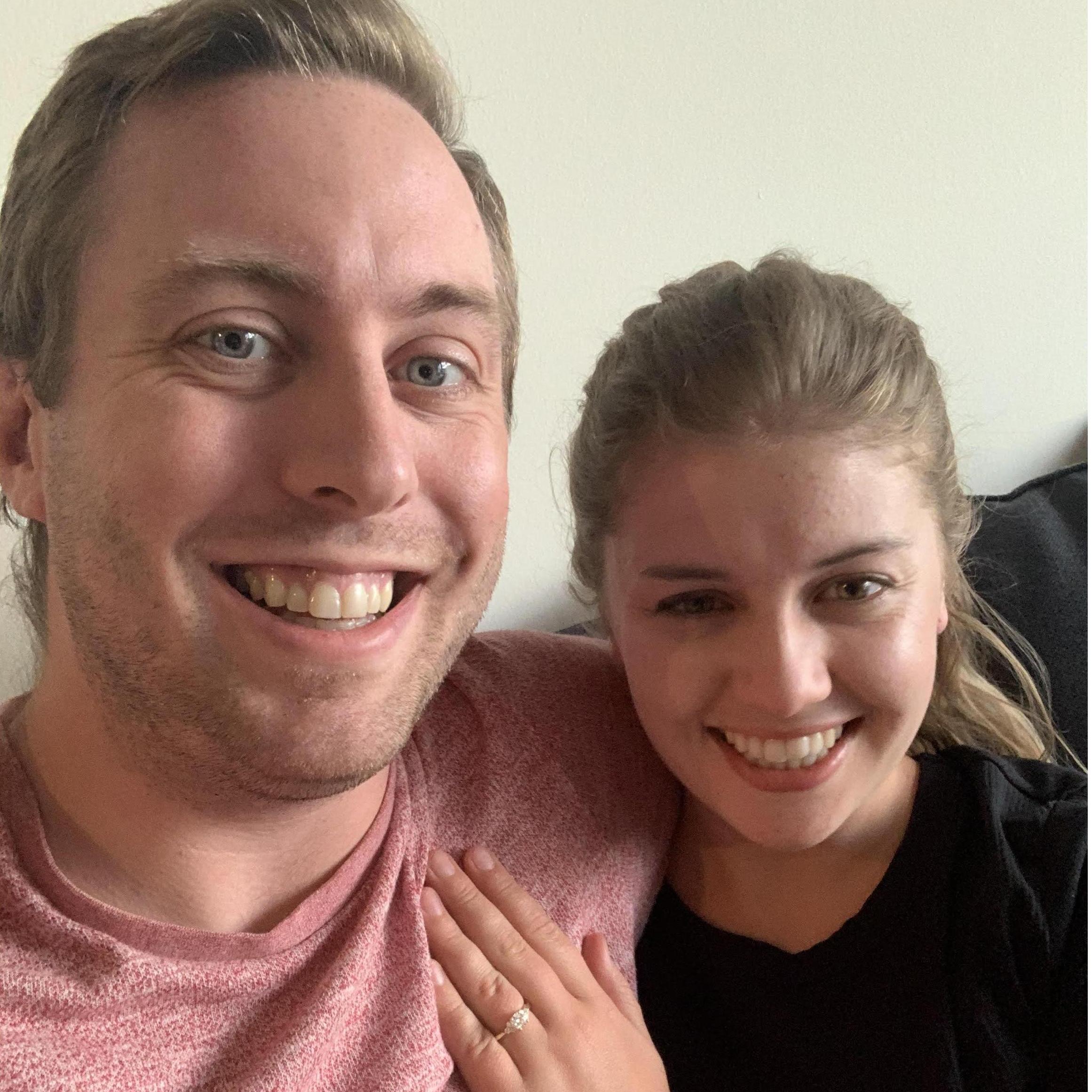 We got engaged mid-pandemic. Fittingly, we were at home, on the couch