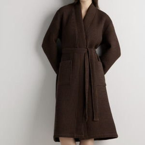Organic Turkish Waffle Robe - Espresso, M