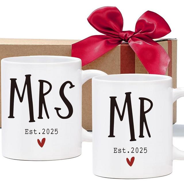 Mr and Mrs Coffee Mugs - Wedding Gifts - Mr and Mrs Mugs 2025 Set - Mr Mrs Wedding Shower Gift - Bride Groom Gift for Wedding - Wedding Anniversary Mug Gifts - Newlywed Gifts for Couples -148s