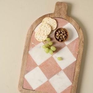 Carmella Checkered Marble Serving Board