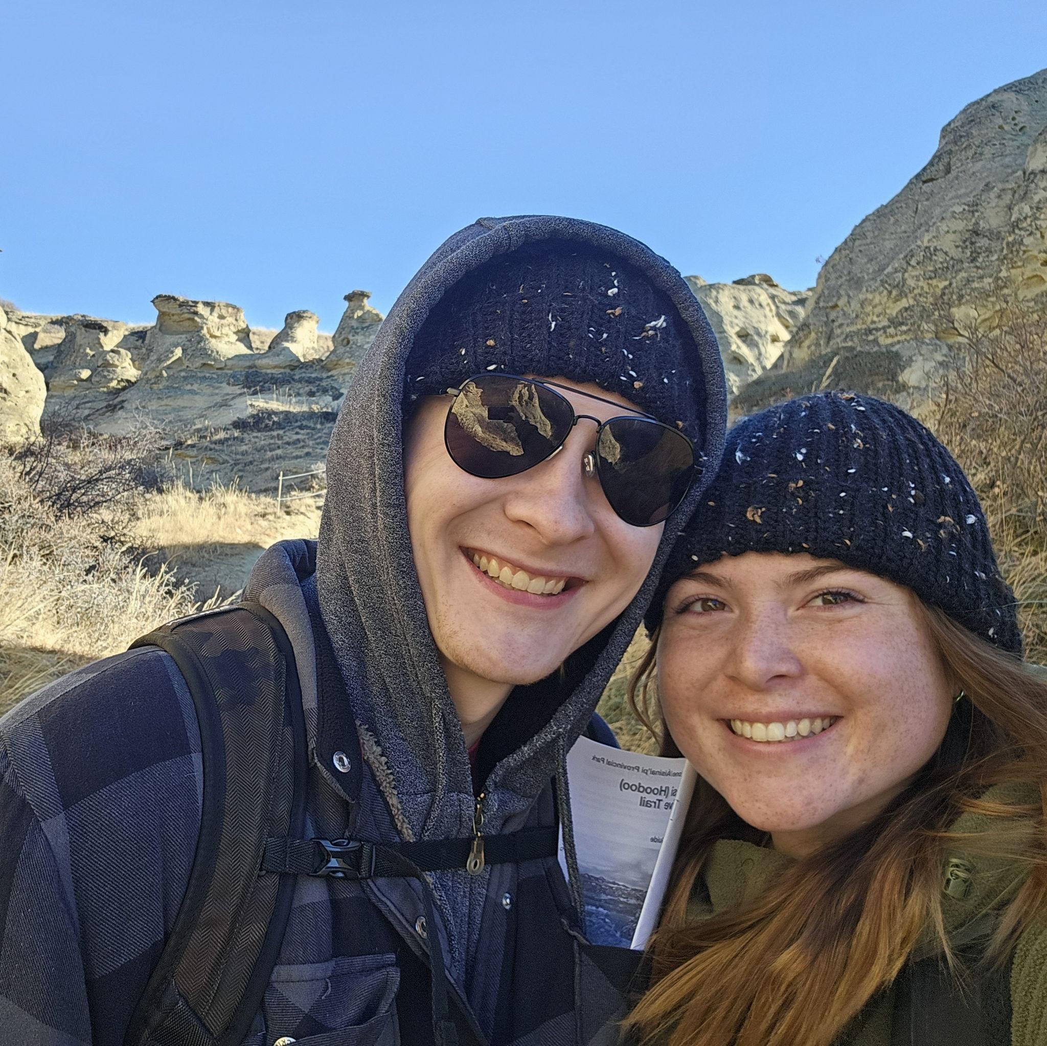 Nov 2024 - A trip to Writing on Stone Provincial Park in our matching toques Tonia made!