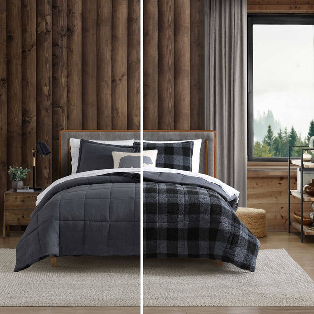 Eddie Bauer Full/Queen Cabin Plaid Comforter Set Gray