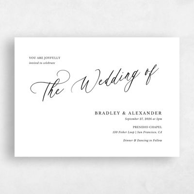 White Wedding Invitation - Andros Landscape