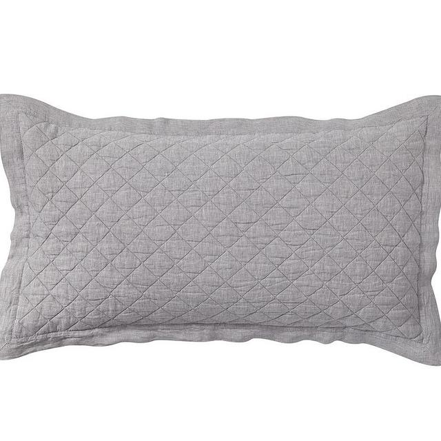 Belgian Flax Linen Diamond King Shams, Set of 2 Flagstone