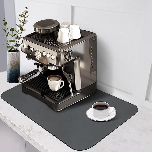 HotLive Coffee Mat - Coffee Bar Mat for Countertops | Coffee Bar Accessories Fit Under Coffee Maker Espresso Machine | Absorbent Hide Stain Rubber Backed Dish Drying Mat for Kitchen Counter | 16"x24"