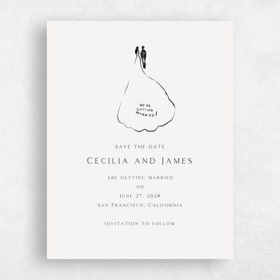 Beige Typography Wedding Save the Date - Dunluce Portrait