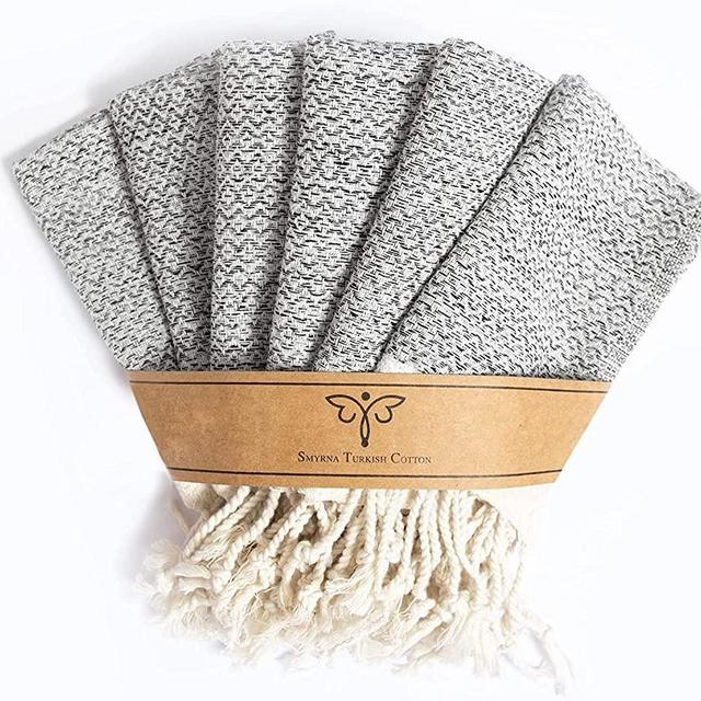 Smyrna Turkish Cotton Wash Cloths Pack of 6 | 100% Natural Cotton, 12"x17" | Versatile Bath Towels for Bathroom, Hotel, SPA | Ultra Soft, Absorbent, Prewashed and Quick Dry Turkish Hand Towels (Gray)