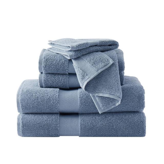 6pc Solid Turkish Cotton Bath Towel Set Blue - Brooklyn Loom