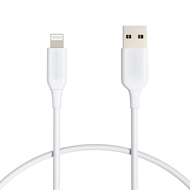 Amazon Basics ABS USB-A to Lightning Cable Cord, MFi Certified Charger for Apple iPhone, iPad, White, 3-Ft, 2-Pack
