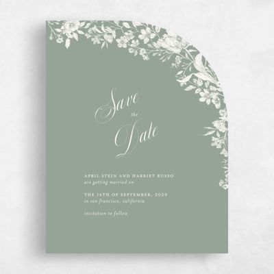 Green Half arch Wedding Save the Date - Heloise Portrait