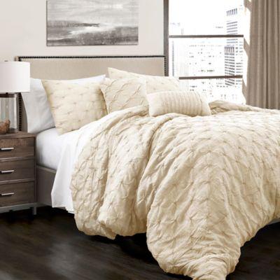 Lush Decor Ravello Pintuck King Comforter Set in Ivory