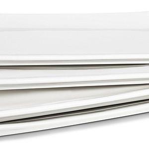 Lifver 10-inch Porcelain Serving Platter/Rectangular Plates, Natural White, Set of 4
