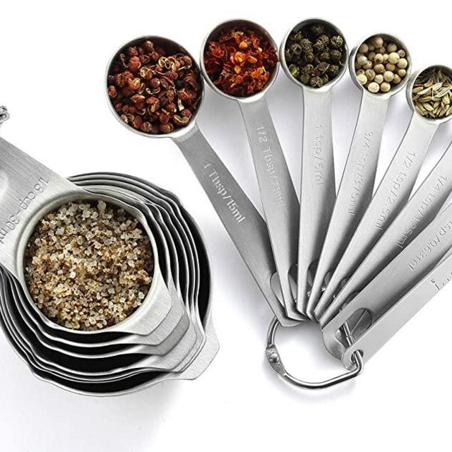 Spring Chef Measuring Cups and Spoons Set Stainless Steel - Kitchen Gadgets Tools & Utensils for Cooking & Baking - 15 piece Set of Baking Spoons and Cups with Leveler