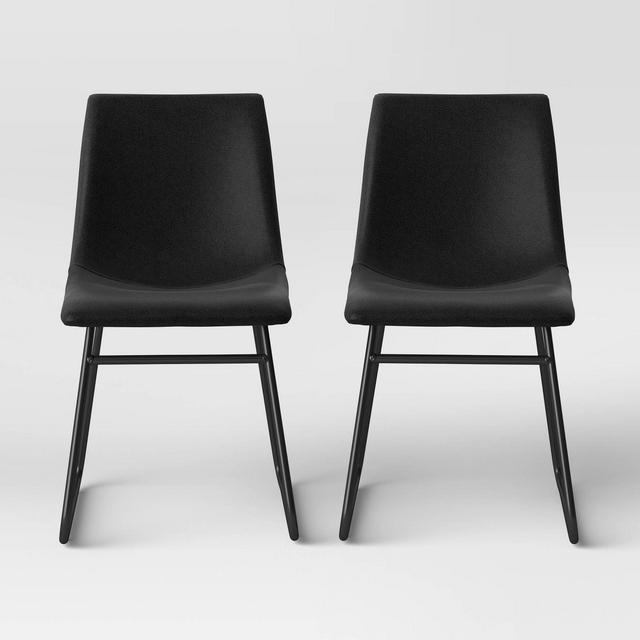 2pk Bowden Faux Leather and Metal Dining Chair Black - Project 62™
