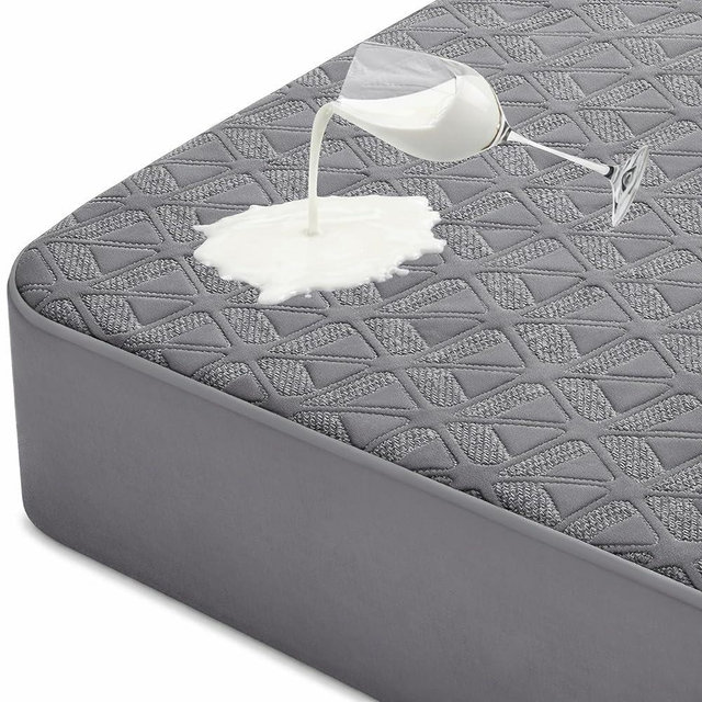 AVIKEN Waterproof Mattress Protector California King Size, Soft Breathable Mattress Pad with Deep Pocket 8"-21", Noiseless 3D Air Fabric Cooling Mattress Cover for Bed, Machine Washable, Grey