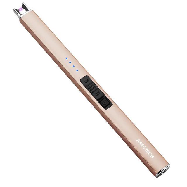 ARECTECH Lighter Electric Lighter Candle Lighter Rechargeable USB Lighter Plasma Arc Lighters for Candle Camping Kitchen Gold