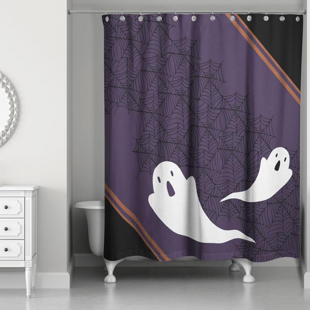 Ghost Pals Shower Curtain in Black/Purple