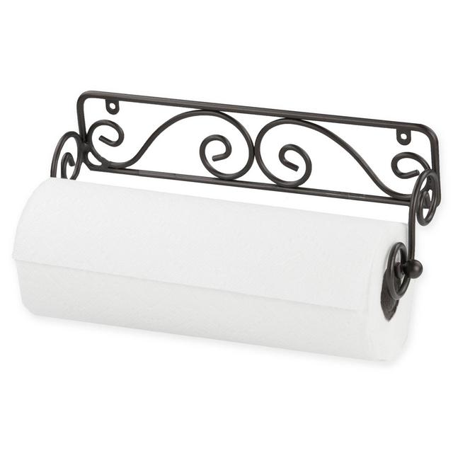 Home Basics Wall-Mount Paper Towel Holder in Black