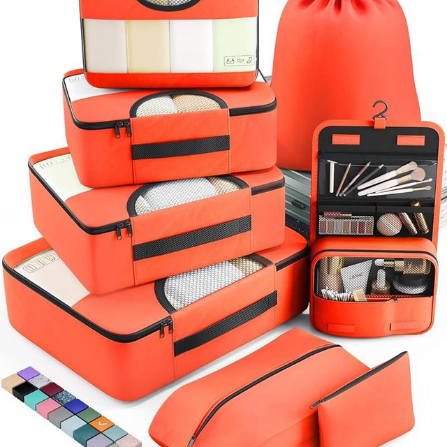 Veken 8 Set Packing Cubes for Travel Essentials, Suitcase Organizer Bags Set for Luggage, Road Trip Travel Accessories in 4 Sizes (Extra Large, Large, Medium, Small)