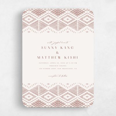 Brown Rounded Wedding Invitation - Wellington Portrait