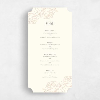 Yellow Ticket Wedding Menu - Silvana