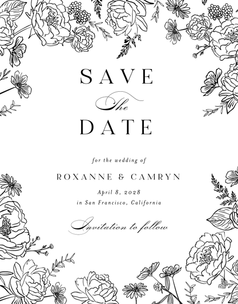 Astrid Portrait Letterpress | Black | Zola Save The Dates