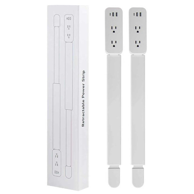 Electrical Outlet Extender Stick - Features USB-A, USB-C and 2 AC Outlets, Extends 22"-34", Rotates 180° Access Hard-to-Reach Outlets, Wall Plug Power Socket Expander Nightstands, Sofa, Desks and More
