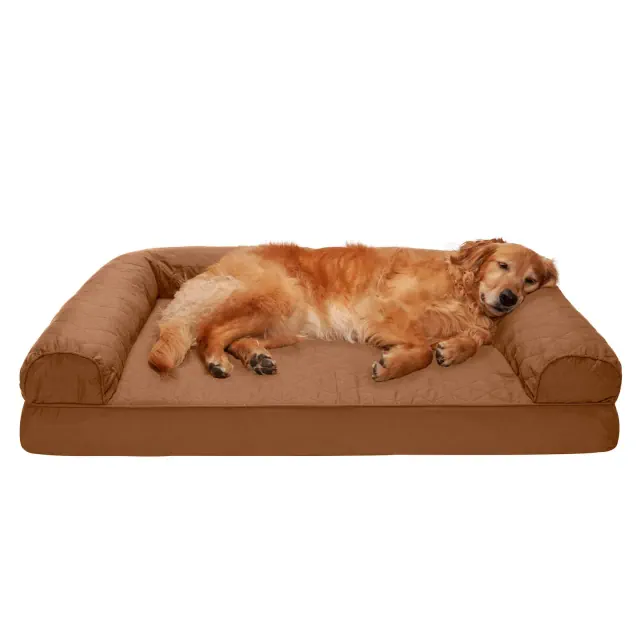 FurHaven Jumbo Quilted Full Support Sofa Dog Bed - Toasted Brown