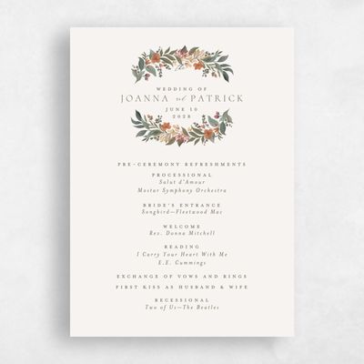 Light Oatmeal, Beige Wedding Program - Souci