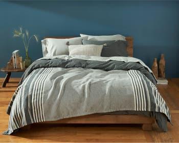 Mariposa Stripe Organic Cotton Blanket, Gray Multistripe