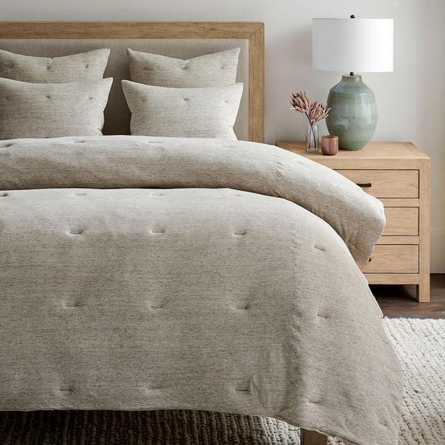 Neutral Belgian Flax Linen Jersey Comforter, Full/Queen