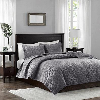 Madison Park Harper King/California King Coverlet Set in Grey
