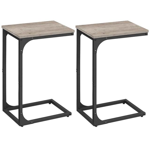 VASAGLE C-Shaped End Table Set of 2, Small Side Table for Couch, Sofa Table with Metal Frame for Living Room, Bedroom, Bedside, Greige and Black