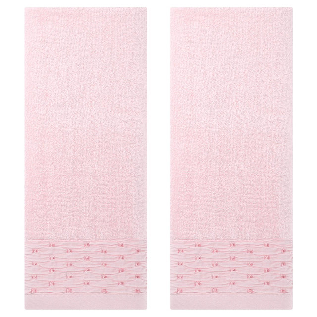 REGALWOVEN Cotton Quick Drying Soft Lightweight Hand Towel 14" x 30" Pink 2 Pcs