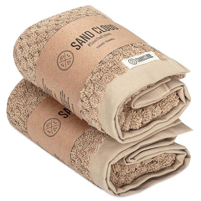 Sand Cloud Turkish Bath Towels for Bathroom, Set of 2 (Atom Sand, Large) - Luxury Soft Linen Turkish Organic Cotton Yarn is Luxurious & Absorbent - Premium Shower & Bathroom Towels Dry Faster