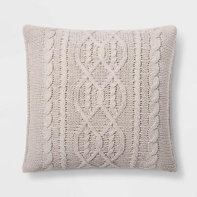 Cable Knit Chenille Oversize Square Pillow Neutral - Threshold™