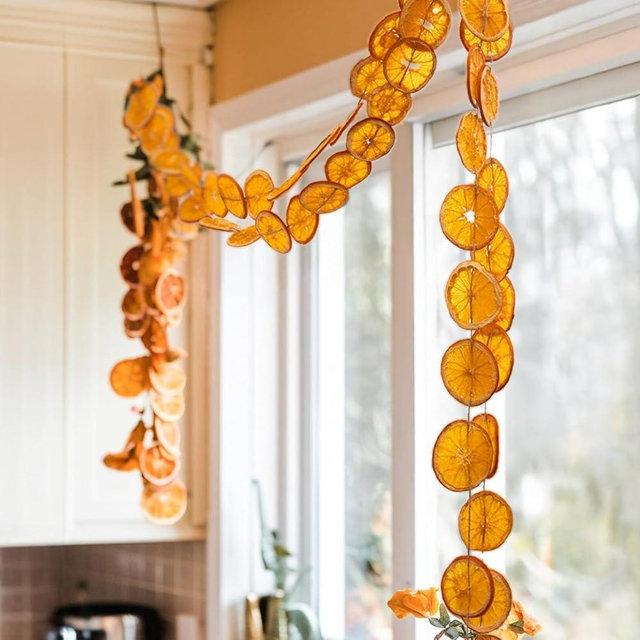 Christmas Decorations - Fall Decor - 10 Ft Dried Orange Slice Christmas Fall Garland - Farmhouse Xmas Thanksgiving Decor Indoor for Table Mantle - Home Door Party Holiday Fireplace Porch Decoration