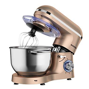 Aucma Stand Mixer,6.5-QT 660W 6-Speed Tilt-Head Food Mixer, Kitchen Electric Mixer with Dough Hook, Wire Whip & Beater (6.5QT, Champagne)