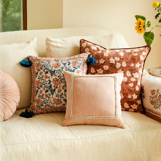 South Shore Floral Decorative Throw Pillow Cover, Modern Home Décor,Rustic Style Home Decor Sofa Pillowcase,COVER ONLY