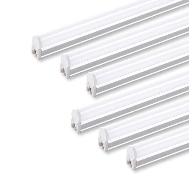 Barrina 6 Pack LED T5 Single Fixture, 4FT, 2200lm, 4000K Daylight Glow, 20W, Utility Shop Light, Ceiling and Under Cabinet Light, ETL Listed, Corded Electric with ON/Off Switch