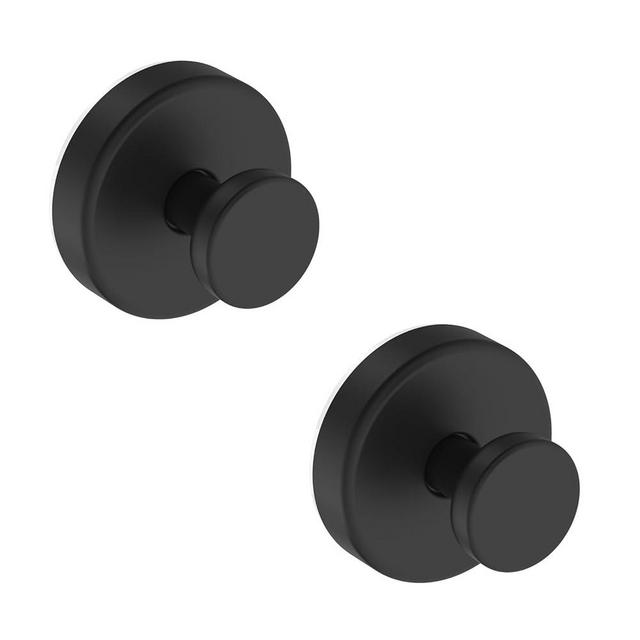 Bntuk Suction Cup Hooks for Shower, Removable Towel Hooks for Bathroom Window Glass Door Wall, Bath Robe Looafh Hook for Hanging - 2 Pack, Black