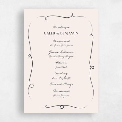 Beige Simple Wedding Program - Kasey