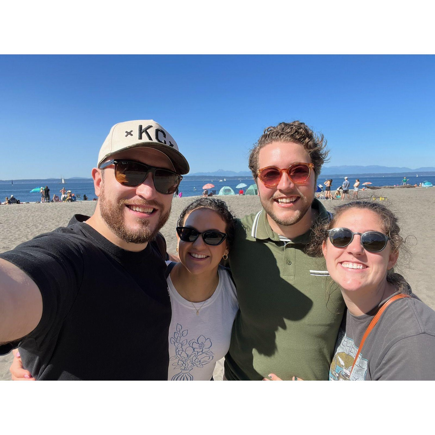 With Marty's brother and sister-in-law, James and Brigitte, at Golden Gardens Beach in Seattle, WA. August 2024