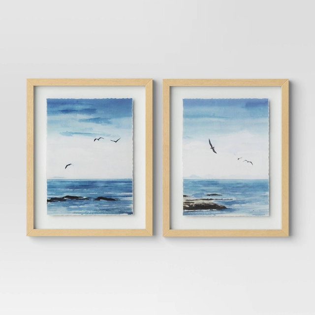 16" x 20" Seascape Framed Art Set Natural - Threshold™