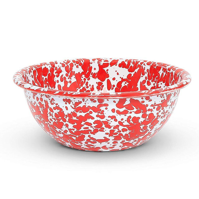Crow Canyon Home Enamelware Cereal Bowl, 20 ounce, Red/White Splatter (Single)