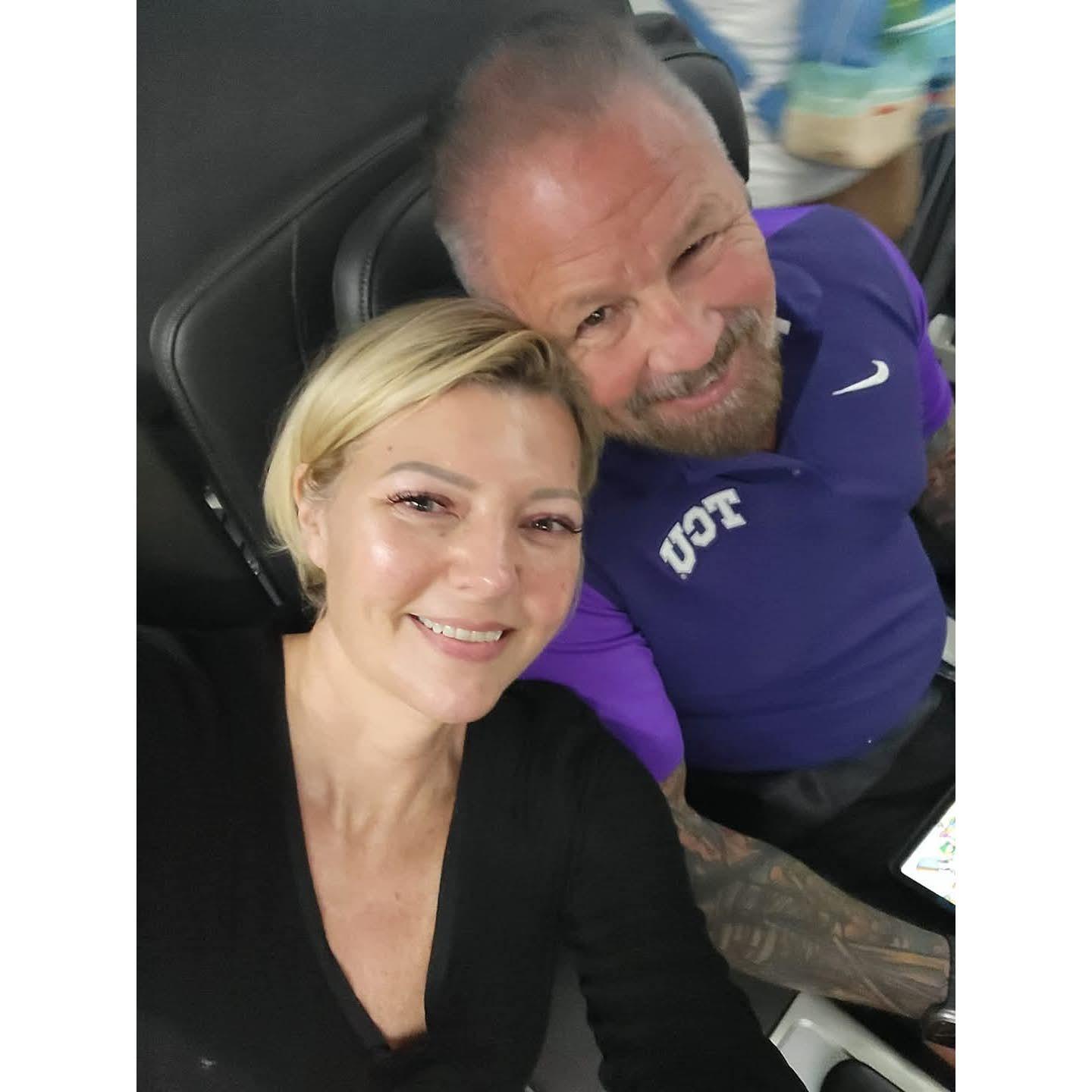 Taking off on our first international trip together.